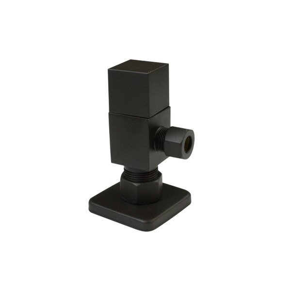 Westbrass Square, Brass Toilet Kit 1/4-Turn Round Angle Stop 1/2" Copper x 3/8" Comp in Oil Rubbed Bronze D105QS-12 - main